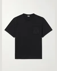 Loewe T-shirt in jersey di cotone con logo ricamato Nero