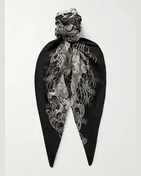 Acne Studios Foulard in twill di seta stampato Nero