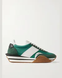 Tom Ford Sneakers in nylon e camoscio con finiture in gomma James Verde