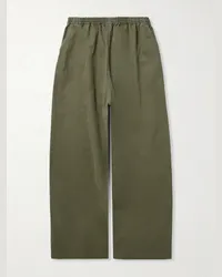 Balenciaga Pantaloni a gamba larga in twill di cotone Verde