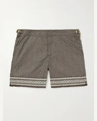 Orlebar Brown Shorts da mare medi a gamba dritta in tessuto riciclato stampato Bulldog Marrone