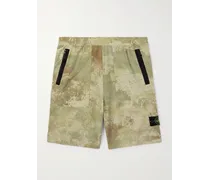 Shorts a gamba dritta in shell con stampa camouflage e finiture in raso