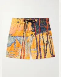 Vilebrequin Paul Signac Shorts da mare corti a gamba dritta in tessuto riciclato stampato Moopea Giallo