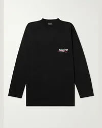 Balenciaga Maglia in jersey di cotone con logo ricamato Nero