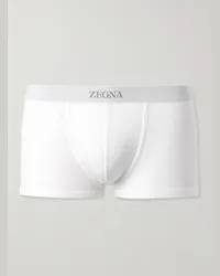 Ermenegildo Zegna Boxer in misto cotone e modal a coste Bianco