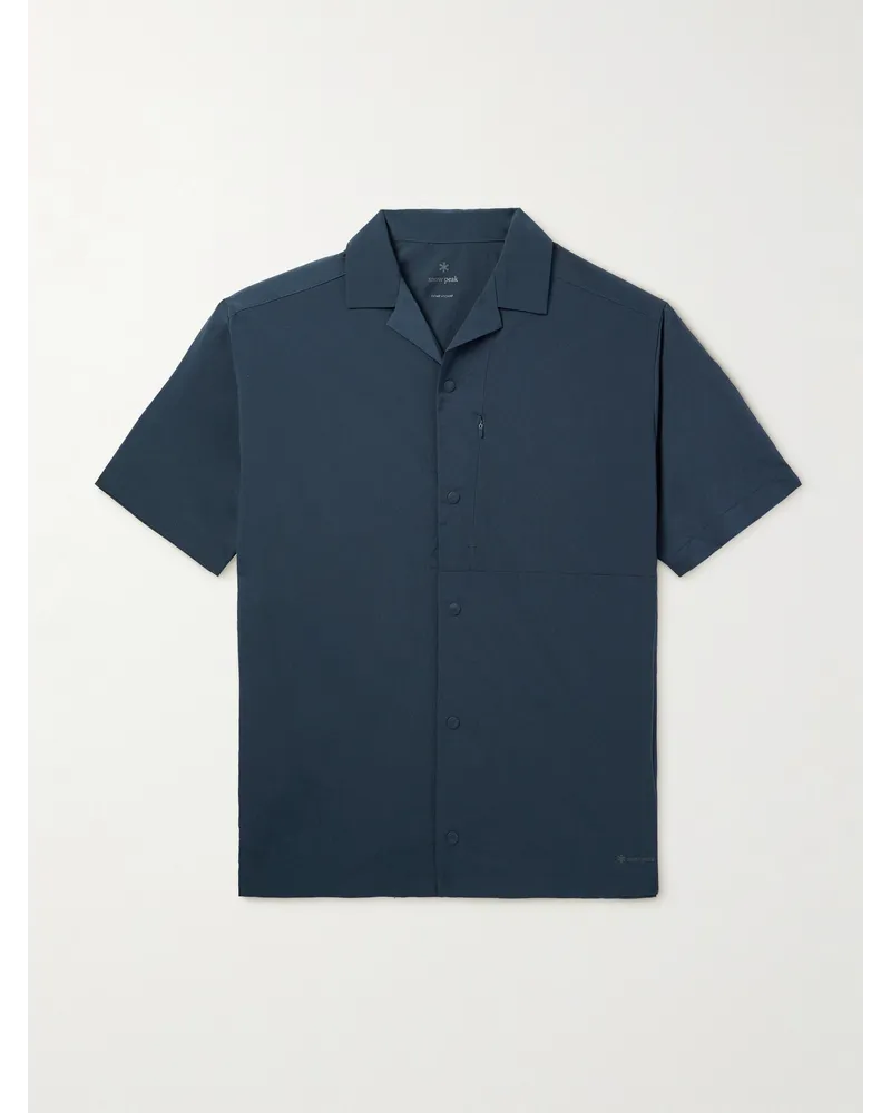 Snow Peak Camicia in Primeflex™ Dot Air® con logo e colletto aperto Blu