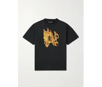 T-shirt in jersey di cotone con logo Burning Monogram