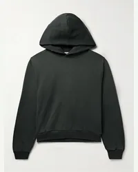 Acne Studios Felpa in jersey di misto cotone tinta in capo effetto consumato con cappuccio e logo Nero