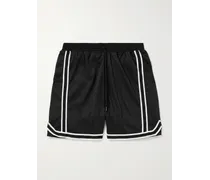 Shorts a gamba dritta in mesh con righe e coulisse