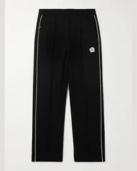 Kenzo Pantaloni sportivi a gamba dritta in jersey con righe e logo applicato Boke 2.0 Nero