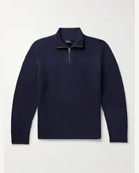 A.P.C. Pullover in lana vergine a coste con mezza zip Alex Blu