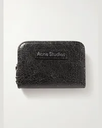 Acne Studios Portafoglio in pelle craquelé con zip Nero