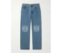 Jeans a gamba dritta con logo applicato Anagram