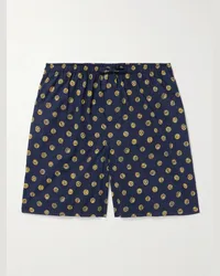 Derek Rose Shorts da pigiama in cotone batista stampato Ledbury 78 Blu