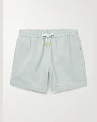 Hartford Shorts da mare medi a gamba dritta in seersucker riciclato a righe Verde