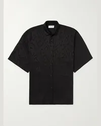 Saint Laurent Camicia in seta jacquard Nero