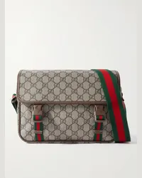 Gucci Borsa a tracolla in tela spalmata con monogramma e finiture in pelle GG Supreme Neutri