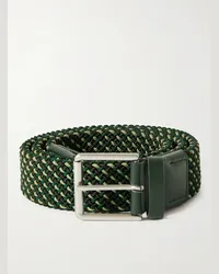 Paul Smith Cintura intrecciata elasticizzata con finiture in pelle, 3,5 cm Verde