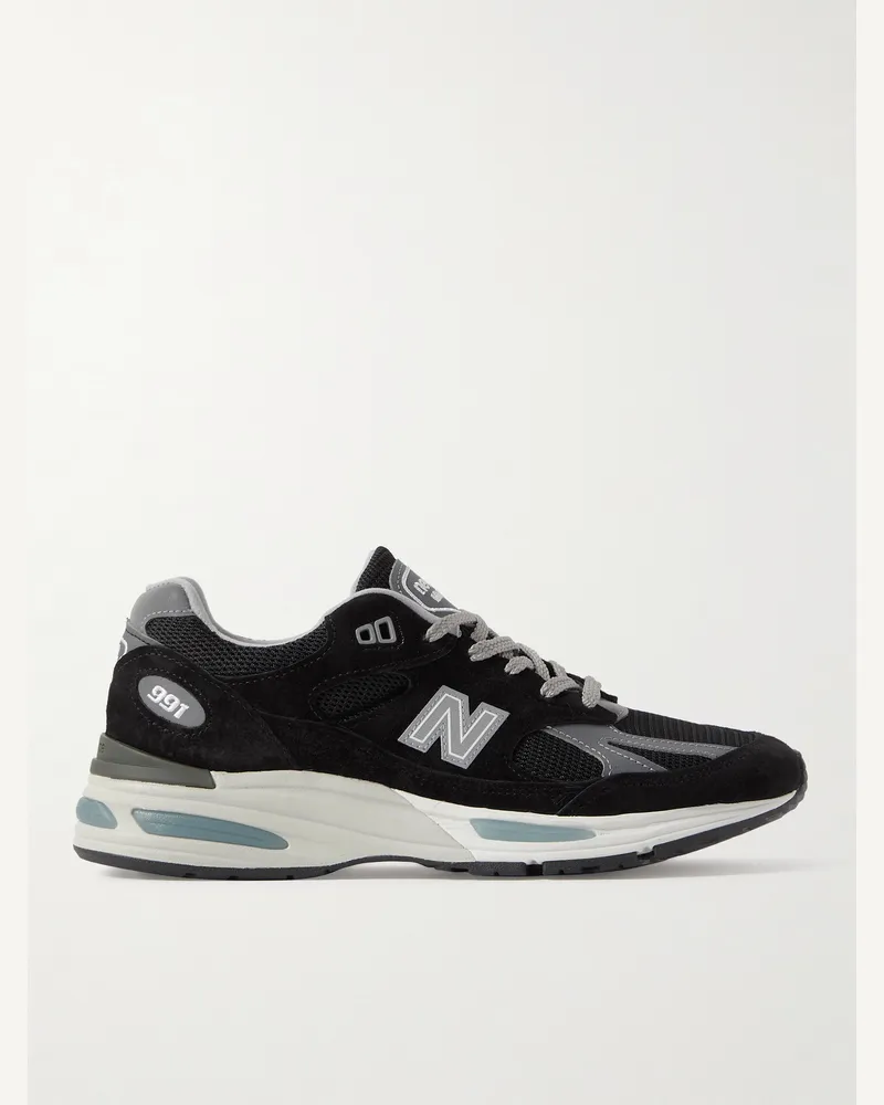 New Balance Sneakers in camoscio, mesh e materiale sintetico 991v2 Nero