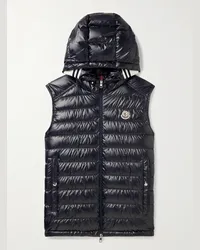 Moncler Piumino smanicato in shell trapuntato con cappuccio, finiture in fettuccia e logo Clai Nero