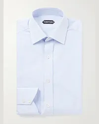 Tom Ford Camicia in popeline di cotone a righe Blu