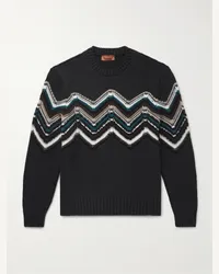 Missoni Pullover in maglia a coste e ciniglia a righe Nero