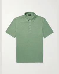 Ermenegildo Zegna Polo slim-fit in lino Verde