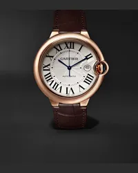 Cartier Orologio automatico 42 mm in oro rosa 18 carati con cinturino in alligatore Ballon Bleu de , N. rif. CRWGBB0017 Bianco