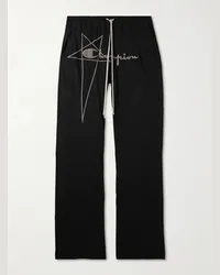 Rick Owens Champion Pantaloni sportivi a gamba dritta in jersey di cotone con logo ricamato Dietrich Nero