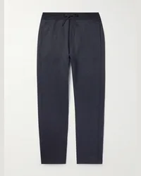 Loro Piana Pantaloni sportivi slim-fit a gamba dritta in misto cotone, lino e cashmere Kawaguchi Blu