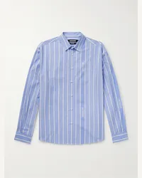 Jacquemus Camicia in popeline di cotone a righe Simon Blu