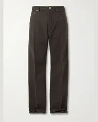 Rick Owens Pantaloni a gamba dritta in twill di cotone spazzolato Geth Grigio