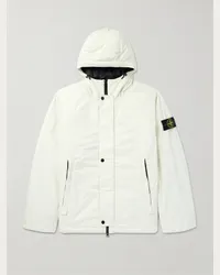 Stone Island Giacca in micro twill imbottito con cappuccio e logo applicato Neutri