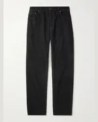 Saint Laurent Pantaloni a gamba dritta in velluto a coste di cotone Nero