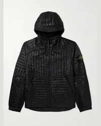 Stone Island Giacca imbottita in shell con cappuccio e logo applicato Nero