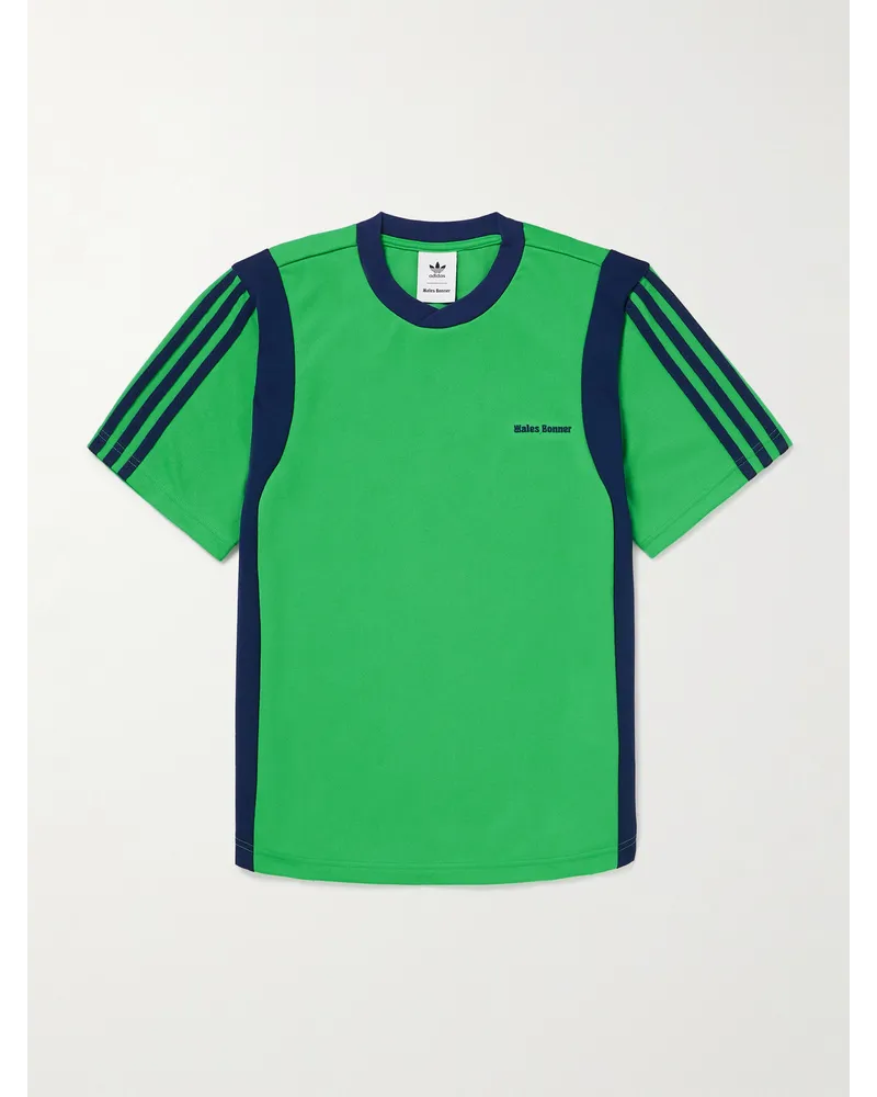 adidas Wales Bonner T-shirt in jersey stretch riciclato con righe in fettuccia Verde