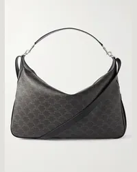 Celine Tote bag grande in tela spalmata con monogramma e finiture in pelle Romy Triomphe Nero