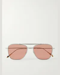 Garrett Leight Occhiali da sole in metallo argentato stile aviator Novarro Argento