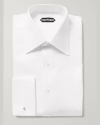 Tom Ford Camicia da smoking slim-fit in cotone bianco con pettorina e doppio polsino Bianco