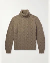 Loro Piana Pullover a collo alto in cashmere a trecce Napier Marrone