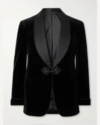 Ralph Lauren Giacca da smoking in velluto di lana con finiture in seta Nero