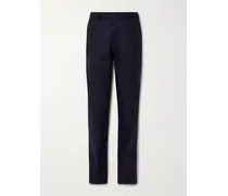 Pantaloni slim-fit a gamba dritta in flanella di lana vergine