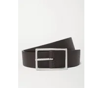 Cintura reversibile in pelle nera e marrone scuro, 3 cm