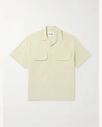 Jil Sander Camicia in popeline di cotone con colletto aperto Neutri