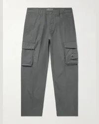 Stone Island Pantaloni cargo a gamba affusolata in cotone con logo applicato Ghost Grigio