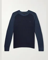 Etro Pullover in lana bicolore con logo ricamato Blu