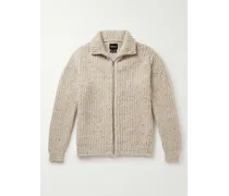 Cardigan in lana Donegal a coste con zip Loose Ends