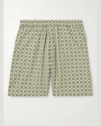 Folk Shorts a gamba larga in cotone con ricami Tapestry Verde