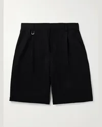 Jacquemus Bermuda a gamba dritta in lana grain de poudre con pinces Melo Nero