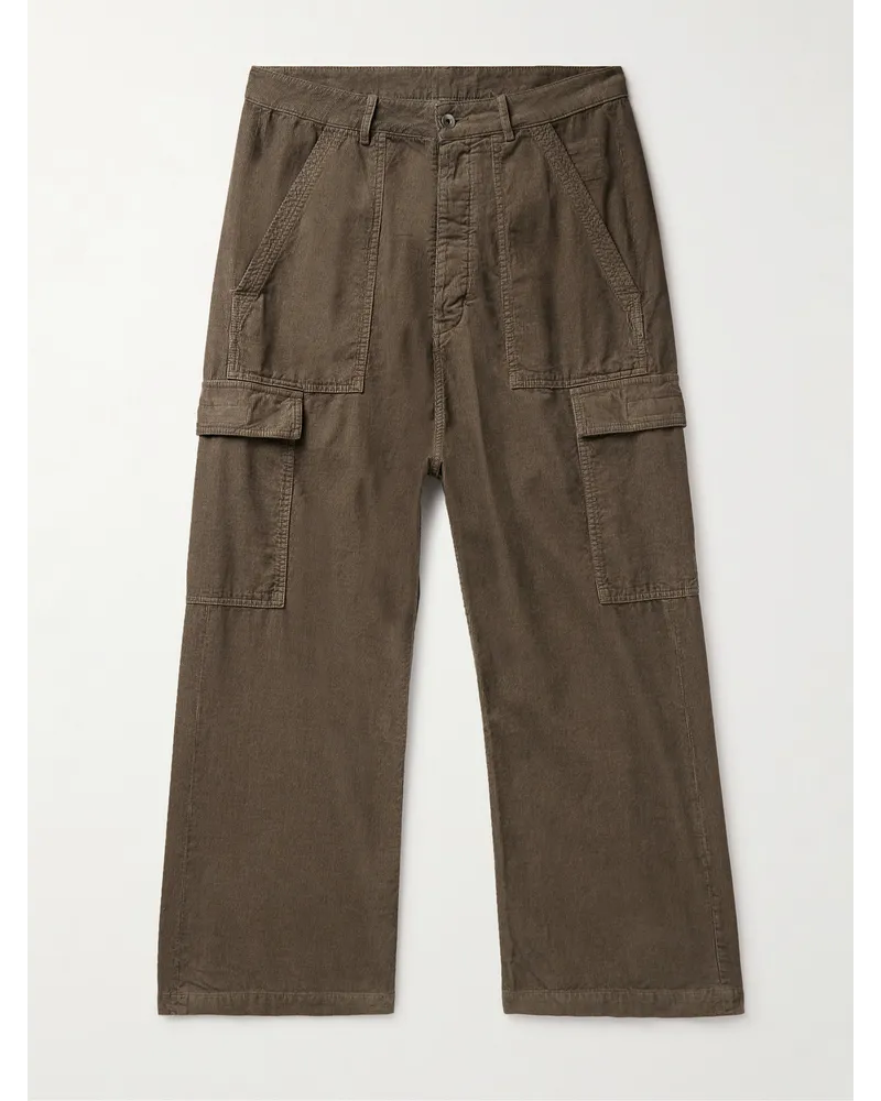 DRKSHDW by Rick Owens Pantaloni cargo a gamba larga in velluto a coste di cotone Marrone